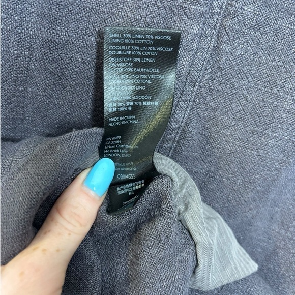 Free People Crosby Blue Grey Marzipan Linen Blend Menswear Blazer Size XS - Picture 7 of 8